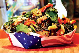 Charred Broccoli Salad with Eggplant Purée recipe | Epicurious.com